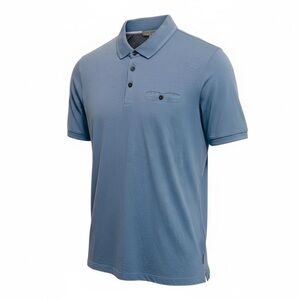 Ted Baker Birdseye Pocket Polo Shirt Men's Sz 5 (XL) Light Blue Short Sleeve